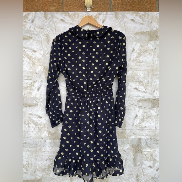 Whistles Aggie Navy Daisy Print Ruffle Dress Size 4 - Picture 15 of 15